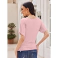 thumbnail image 7 of Women's Solid Short Sleeve Boat Neck Dolman Top with Side Shirring Trendy Casual Loose Fit T-Shirt, 7 of 7