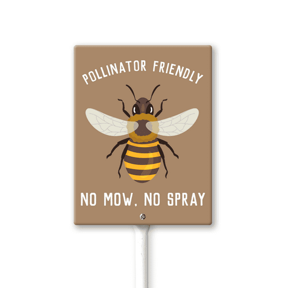 Eveokoki Pollinator Friendly No Mow, No Spray Yard Sign with Stakes 8in×12in, Sturdy Aluminum Yard Signs, No Mow May Yard Sign, No Spray Wildflower Signs