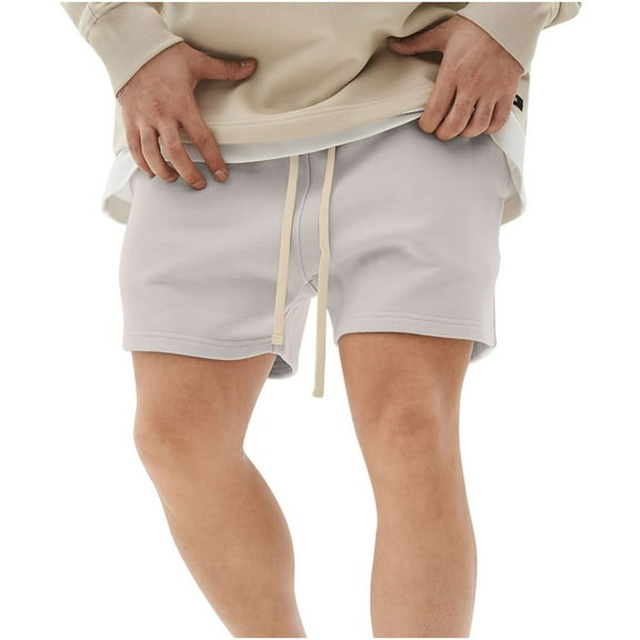 hopeusnice Mens Pants Solid Color Running Shorts Workout Loose Fit Casual Beach Lounge Shorts Activewear Fashion Summer Elastic Waist Drawstring Gray XXXL