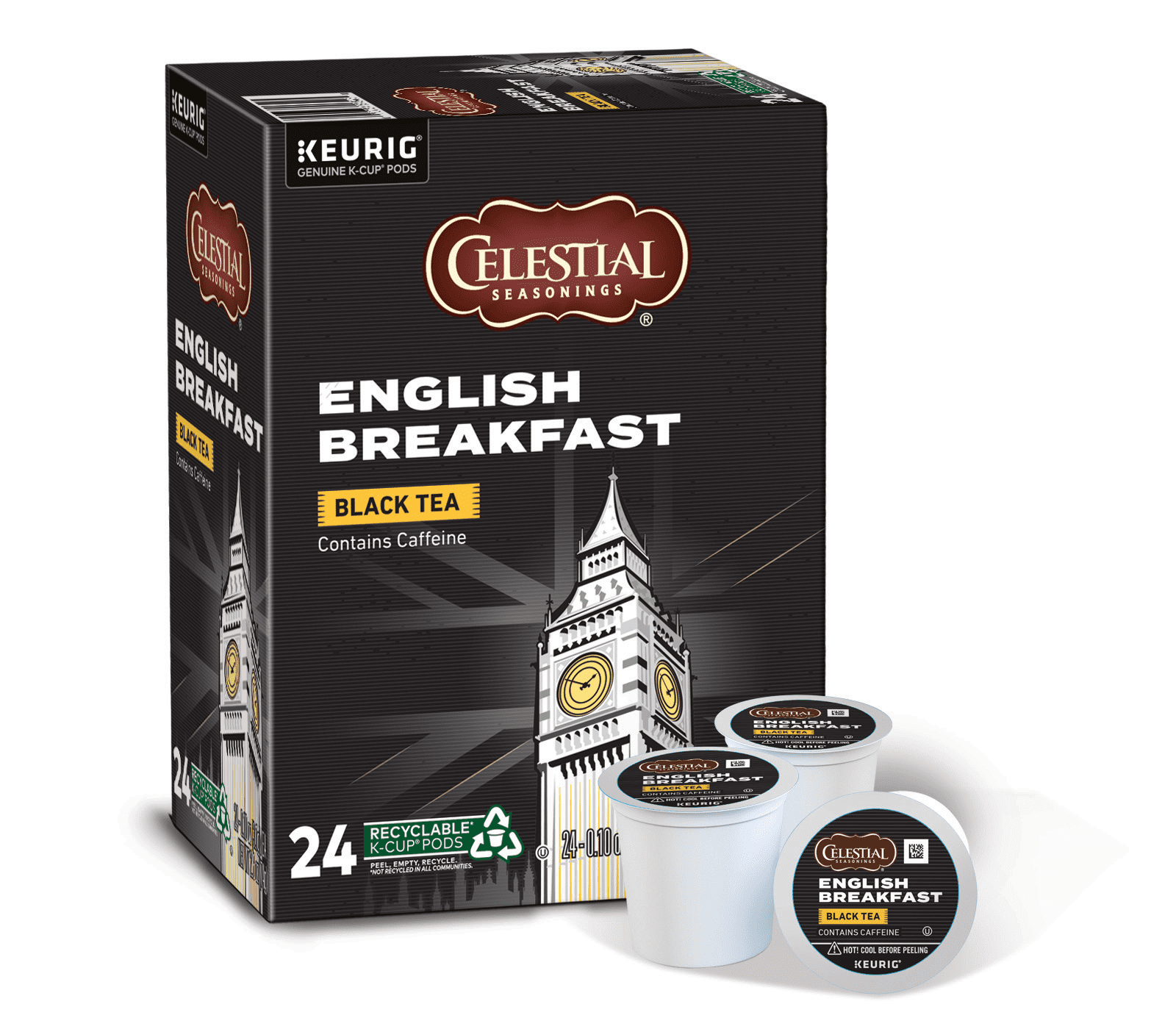 Celestial Seasonings English Breakfast Black KCup Tea Pods, 24 Ct