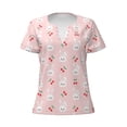 thumbnail image 3 of Naloa Rabbit And Cherry Print T-Shirts Short Sleeve V Neck Tees for Women Fashion Tops Trendy Lightweight Soft Casual Summer Outfits Clothes, 3 of 5