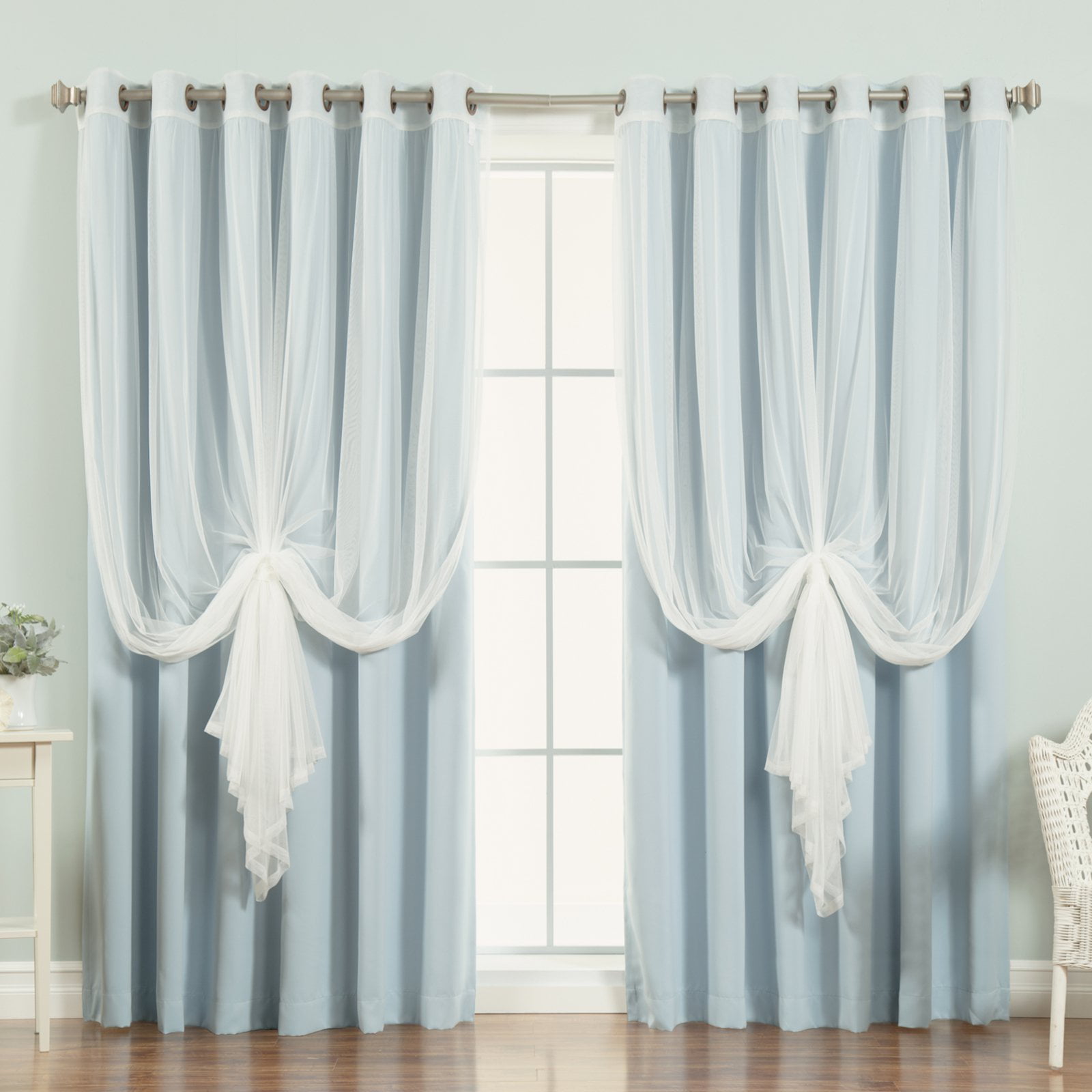 Best Home Fashion Wide Tulle and Blackout Mix and Match Curtains