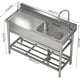 thumbnail image 5 of Kojooin Fregadero Utilitario de Acero Inoxidable: Tazón Individual Independiente con Grifo, Tuberías de Agua Fría y Caliente, Ideal para Lavandería, Garaje, Granja, 5 of 7