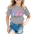 thumbnail image 3 of Easter T-Shirt for Toddler Girls Colorful Bow Bunny T-Shirt Baby Happy Easter Outfit Short Sleeve Tee Egg Tops 2-14Y Grey, 10-11 Years, 3 of 4