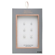 Believe by Brilliance Womens 14KT Gold Flash Plated Cubic Zirconia Round Earrings, 3 Pair Set