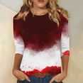 thumbnail image 2 of Women’s Casual Red Paint Splatter Print Top, 3/4 Sleeve Loose Fit Soft Crew Neck T-Shirt for Everyday Wear, Comfortable Stylish Tee, 2 of 5