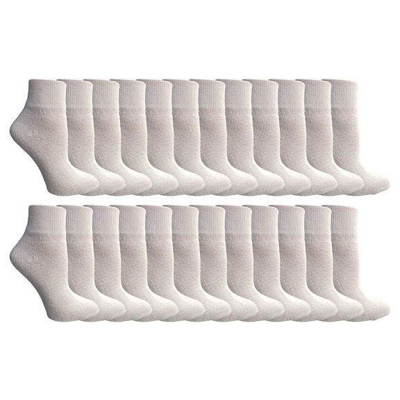 SOCKS'NBULK Value Pack of Mens Womens and Kids Ankle Socks, Wholesale Bulk Pack Athletic Sports Sock (Womens 9-11 (Shoe size 5-10), 24 Pairs White)