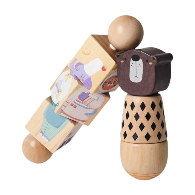 Fiocias 2Pcs Toy, Hand Grasping Puzzle Game, Brain Teaser Focus Improvement, Rotating Twist Block Educational Toy Bear