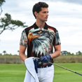 thumbnail image 3 of Rateoe USA Bald Eagle Pattern Men's Short Sleeve Polo Shirts, Golf Polo Shirts Short Sleeve Performance Moisture Wicking Dry-Small, 3 of 6