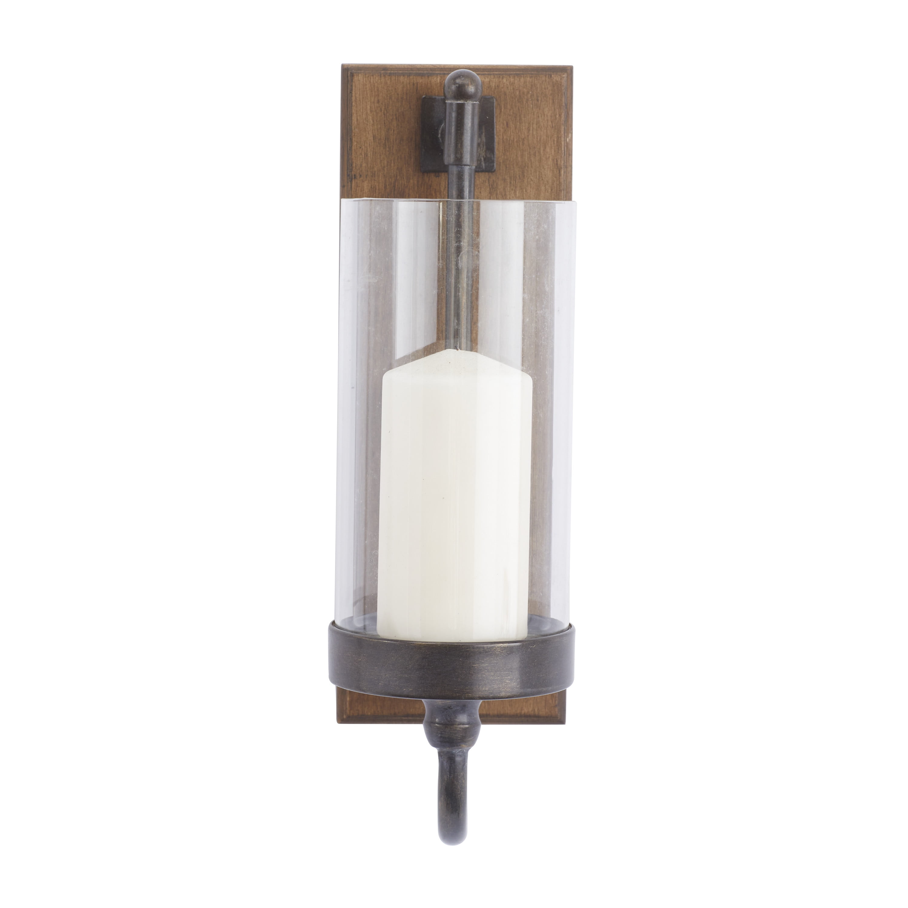 DecMode Farmhouse Rectangular Wooden Candle Wall Sconce 5