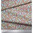thumbnail image 3 of Soimoi Orange polyester Crepe Fabric Leaves Leaves Printed Fabric 1 Yard 42 Inch Wide, 3 of 3
