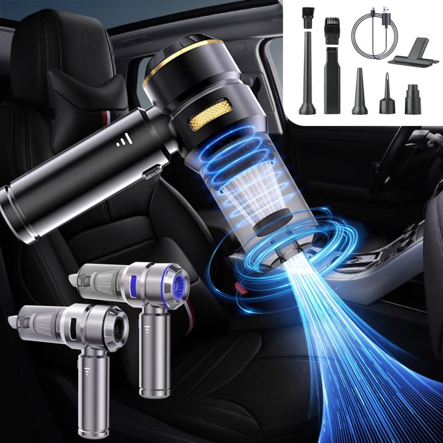 Xihbxyly Aspiradora de Mano para Coche, Motor Sin Escobillas de Alta Potencia, Diseño Compacto y Ligero, Múltiples Accesorios Incluidos, Uso Doméstico y En Coche, Carga Rápida, Batería de Larga Durac