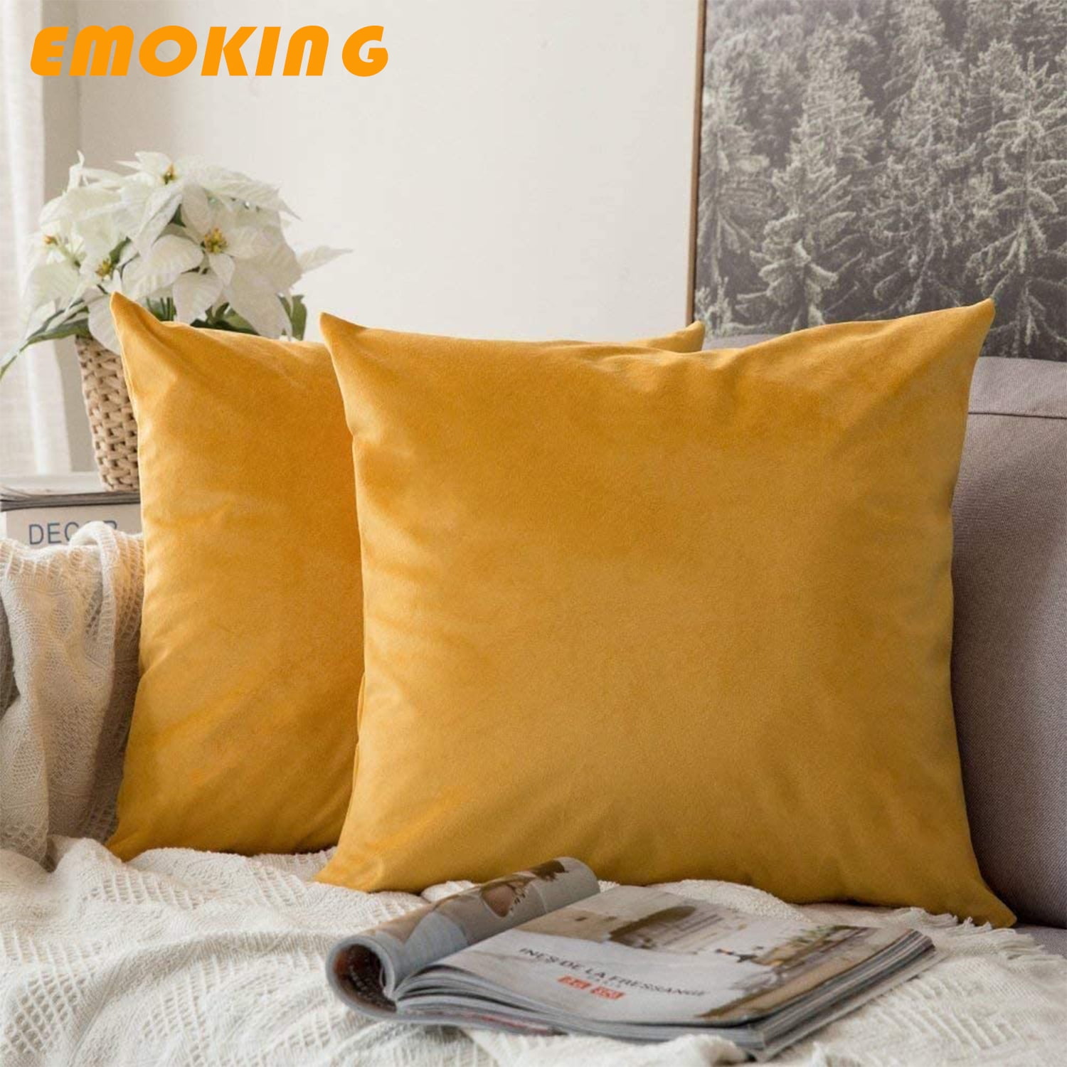 Luniquz Soft Silky Velvet Decorative Throw Pillow Cover Chair Pillow