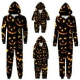 thumbnail image 1 of Aocisk Pyjama d'Halloween Familial Confortable avec Imprimé Mode, Combinaison à Capuche avec Fermeture Éclair pour Maman, Noir P, 1 of 4