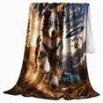 thumbnail image 2 of Dog Portrait Colorful Pet Artwork Playful Graphic Style Dog Lovers Colorful Pet Portrait Warm Flannel Blanket, Pet Adoption Gift for Living Room and Bedroom Home Decor, 2 of 9