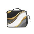 thumbnail image 3 of Black and Gold Marble Pattern Insulated Lunch Bag with Shoulder Strap and Bottle Holder,Bento School Lunch Bag Box,11x9.5x3.5 Inches, 3 of 5