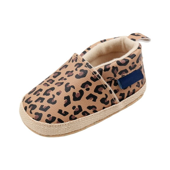 Baby Girls Boys Leopard Print Walking Shoes Toddler Soft Sole Non Slip Flat Loafers Unisex Casual Dress Shoes