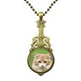 thumbnail image 1 of Collier Animal de Compagnie Chat à Rayures Jaunes Pendentif Guitare Antique, 1 of 3