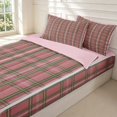 thumbnail image 3 of Manfei Vintage Grid Zipper Full Size Comforter Sets with Fitted Sheet and 2 Pillowcases,Modern Check Zipper Bedding Set,Pink Green,Pink Reversible,4pcs, 3 of 8