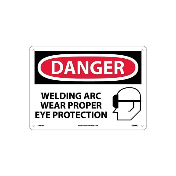 National Marker Danger Signs; Welding Arc Wear Proper Eye Protection Graphic 10X14 .040 Aluminum