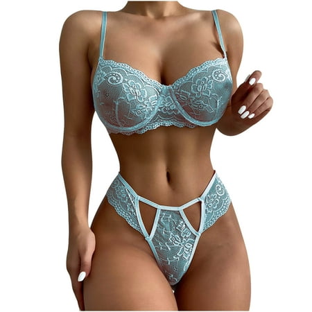 

Babysbule Lingerie for Women Clearance Womens Hollow Out Lace Solid Color Sexy Sling Pajama Set Sexy Lingerie Set