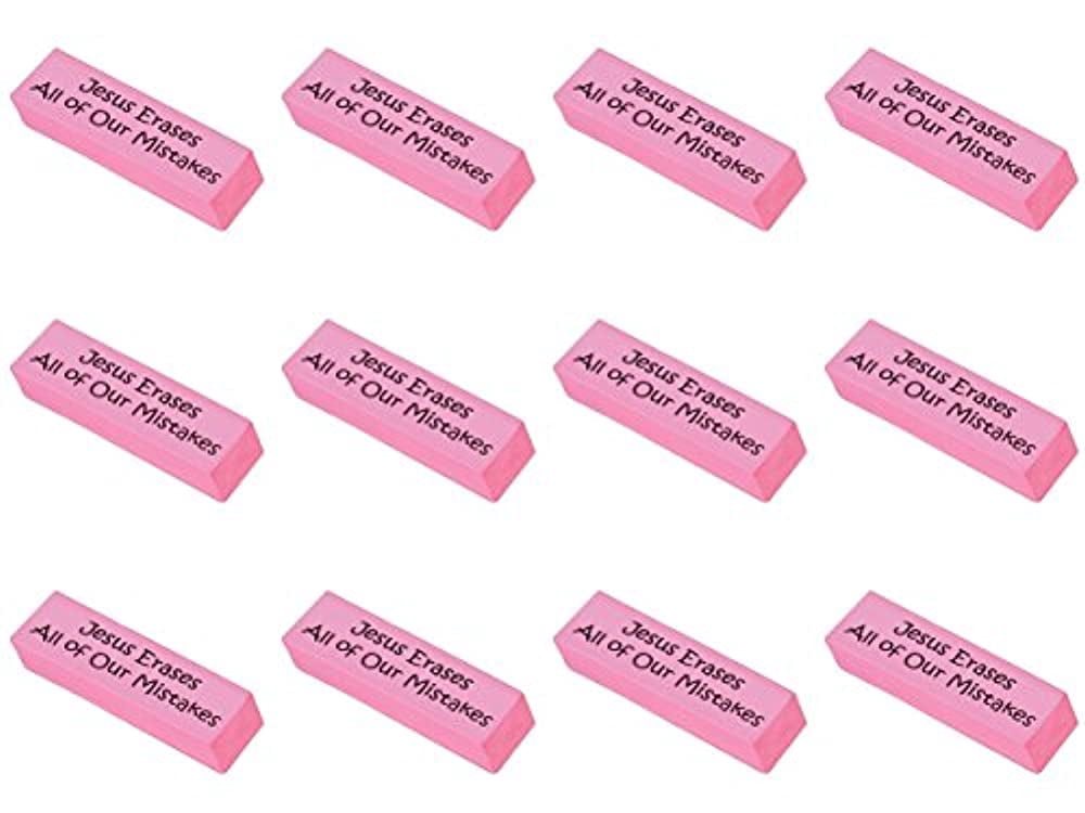 Jesus Erases All of Our Mistakes Jumbo Eraser, 5 1/2 Inch, Pack of 12