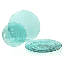 " OCCASIONS " 120 Plates Pack,(60 Guests) Premium Wedding Party Disposable Plastic Plates Set -60 x 10'' Dinner   60 x 7'' Salad / Dessert (Coastal Clear Blue)