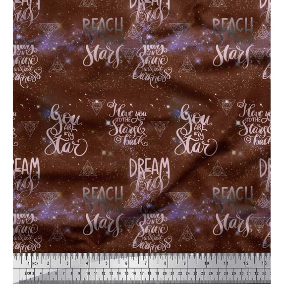 Soimoi Velvet Fabric Text & Sacred Geometry Galaxy Printed Craft Fabric by the Yard 58 Inch Wide
