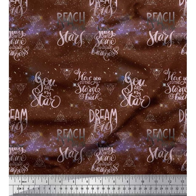 Soimoi Cotton Voile Fabric Text & Sacred Geometry Galaxy Printed Fabric 1 Yard 42 Inch Wide