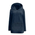 thumbnail image 3 of Guieoi Plus Size Jackets Clearance Women's Winter Fleece Jacket Sweater Warm Solid Color Blouse Lightweight Casual Loose Outerwear with Pockets Blue Black*Friday/Cyber*Monday Clearance, 3 of 3