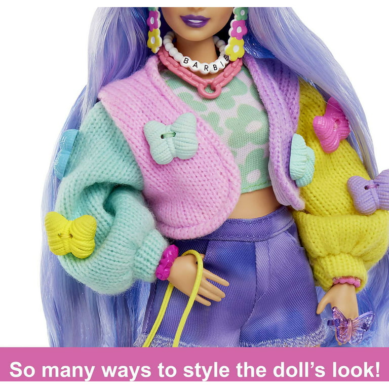 Barbie Extra - Barbie Cheveux long violet et son Bouledogue