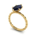 thumbnail image 2 of Solitaire Engagement Ring for Women - 2ct Simulated Blue Sapphire in 14K Yellow Gold Promise Ring, 2 of 6