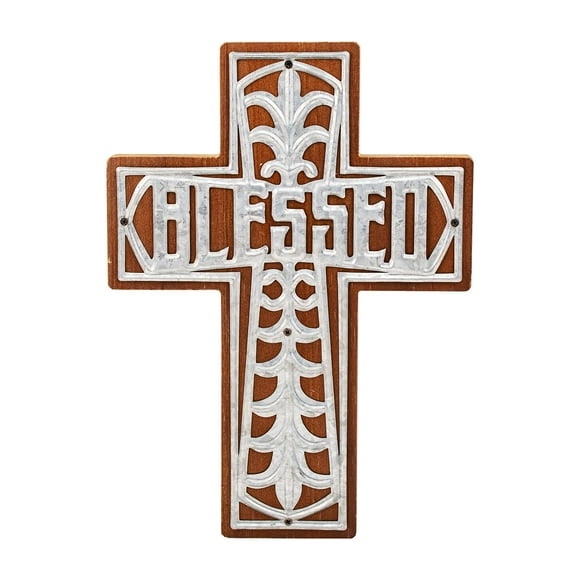 Cruz de Madera para Pared OKSQW 29x20 cm Madera de Pino Bendecida