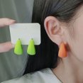 thumbnail image 4 of Eosunjian 1 Pair Candy Color C-shaped Ear Studs Earrings Colorful Hoop Earrings Geometric Circle Lightweight Earrings Jewelry Gift Purple, 4 of 13