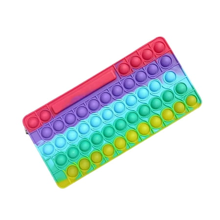 Sunisery Pop Bubble Pencil Case Fidget Toy Rainbow Popper Silicon Storage Bag Pen Pouch With Zipper
