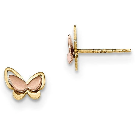 14kt Yellow and Rose Gold Polished Post Butterfly Earrings