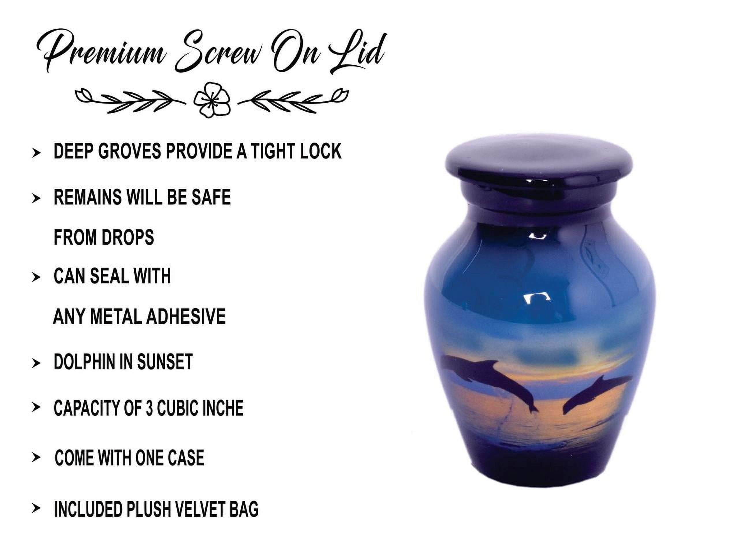 World Bazaar Dolphin Keepsake Urn for Human Ashes - Small Adult Memorial Urn with Velvet Bag, 3Lbs
