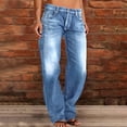 thumbnail image 2 of High Waisted Jeans for Women, Audhol Women High Waisted Jeans Loose Trendy Stretchy Straight Leg Plus Size Distressed Denim Pants with Pockets Baggy Jeans for Women Blue M, 2 of 7