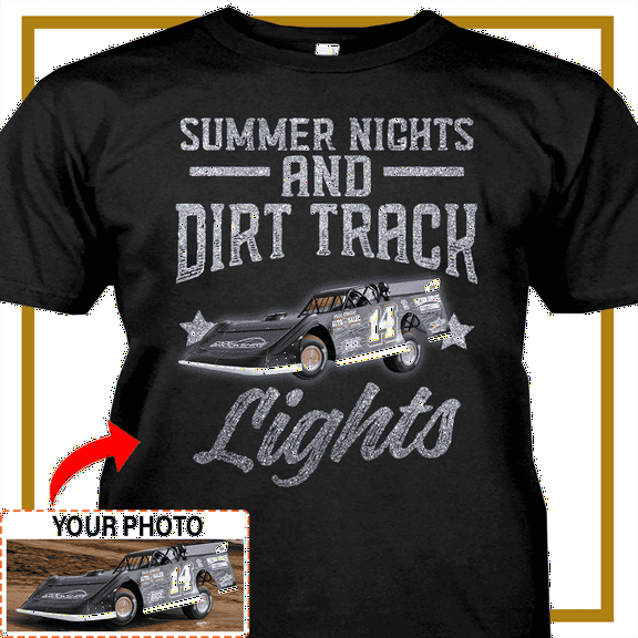 Dirt racing Personalized T-shirt, Dirt track racing custom photo t-shirt,father's day Xmas gift for Dirt track racers Print on the front (BK422)