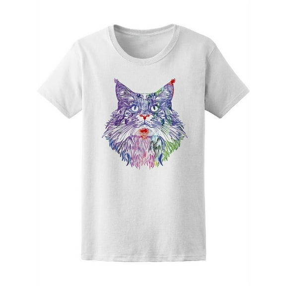 Head Of Cat Multicolor Zendoodle T-Shirt Women -Image by Shutterstock, Female x-Large
