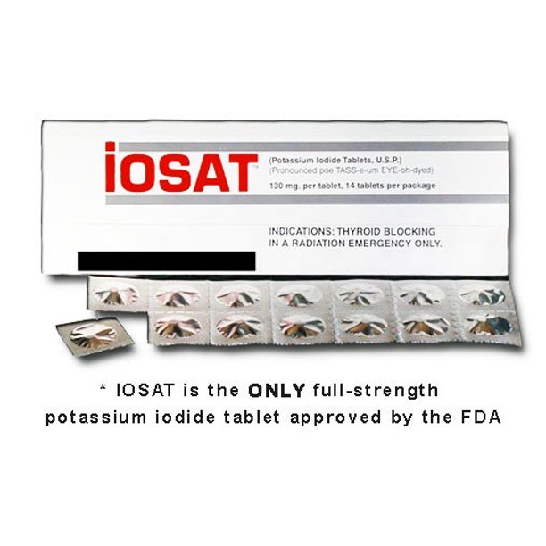 IOSAT 130 mg Potassium Iodide Tablets, 5 Count (70 Tabs)
