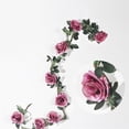 thumbnail image 3 of Guirnalda de flores de rosas de seda artificiales, vid colgante de ratán, decoración para el hogar y la boda (rosa y morado), 3 of 6