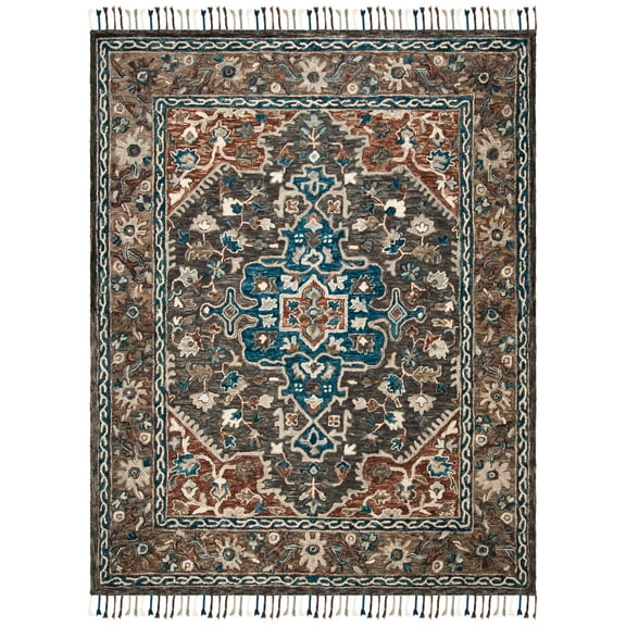 SAFAVIEH Aspen Lance Oriental Wool Area Rug, Charcoal/Light Brown, 10' x 14'
