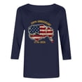 thumbnail image 7 of Women 250th Anniversary USA Graphic T Shirt, Patriotic Printed Round Neck Casual Top, Three Quarter Sleeve Pullover Blouse, Soft Polyester Loose Fit, Independence Day 4th of July, 7 of 7