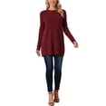 thumbnail image 2 of INSPIRE CHIC Women's Fall Winter Sweater Dress Crewneck Long Sleeve Oversized Tunic Sweater Loose A-Lined Pullover Top S Wine Red, 2 of 6