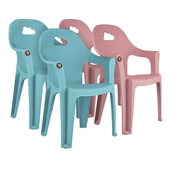 Kit de 4 Sillas Rattan Nube Infantil 2 Azul Feria 2 Rosa Peone