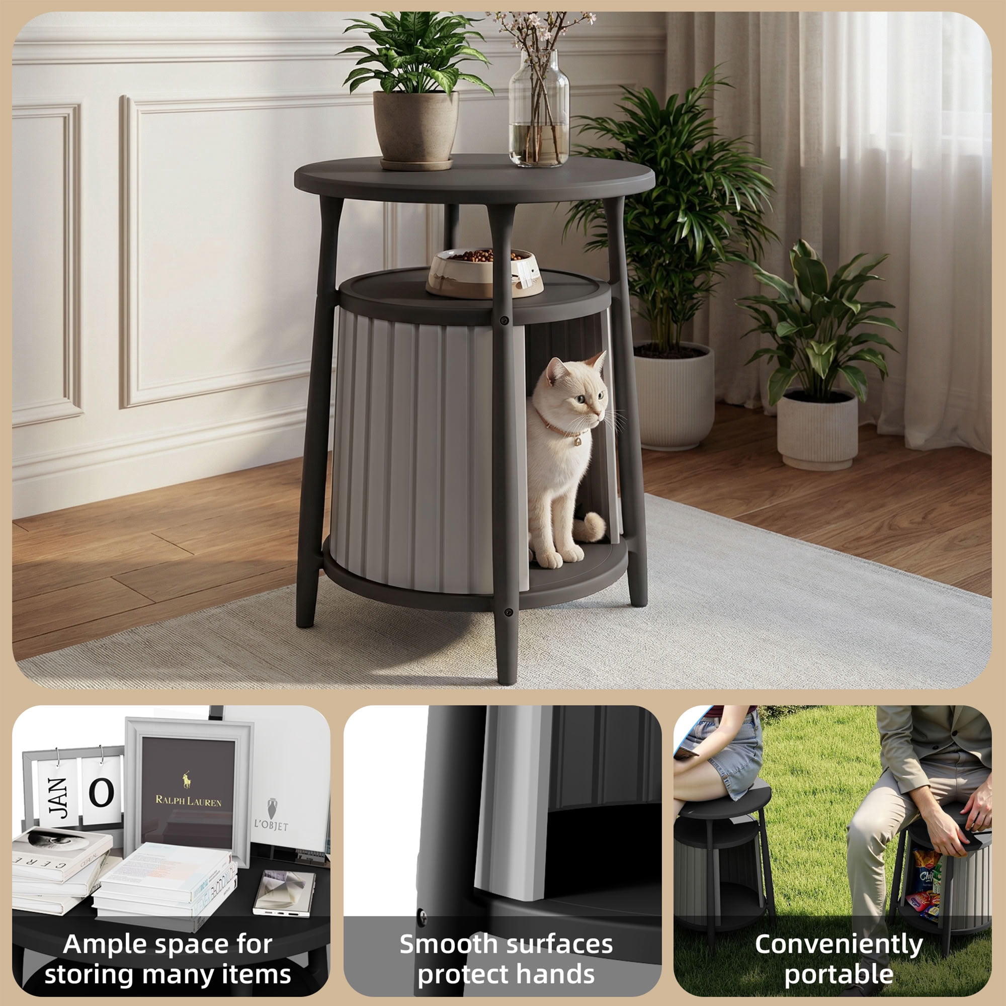 MAYEERTY Multi-Functional Cat House, Versatile Storage Coffee Table Side Table for Living Room