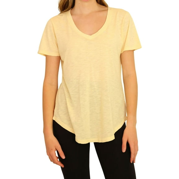 P.J. Salvage Womens Solid Rounded Hem Pajama Sleep T-shirt, Yellow, Small