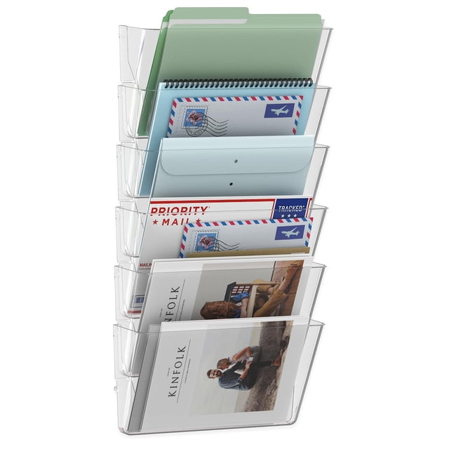 Organizador de archivos de pared MINDEPOT de 6 compartimentos de acrílico transparente