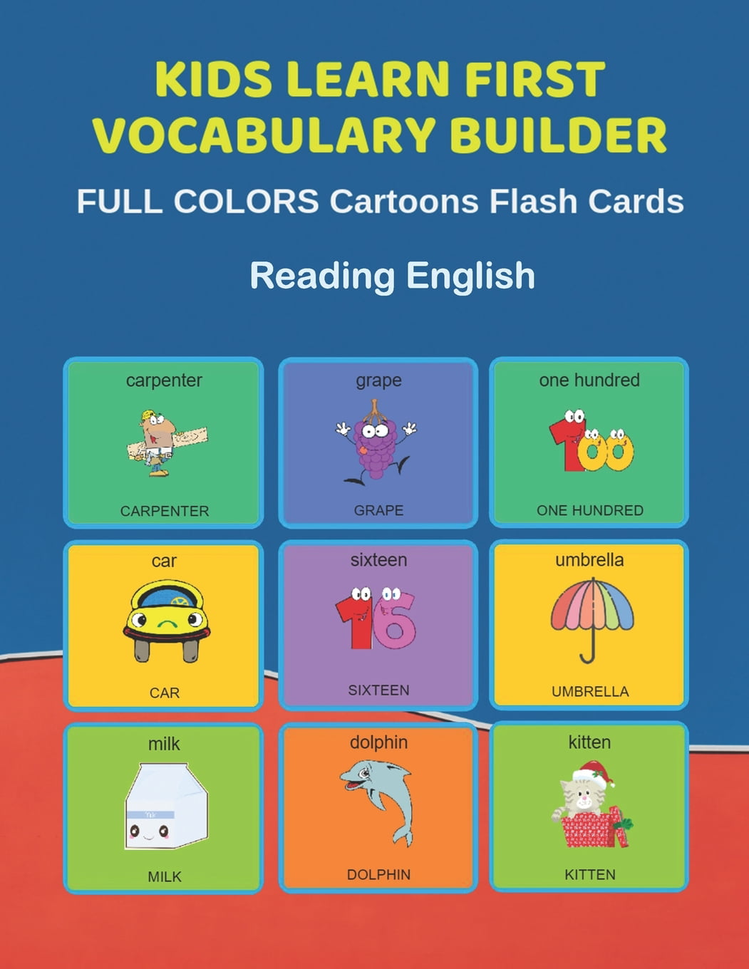 Kids Learn First Vocabulary Builder FULL COLORS Cartoons Flash Cards